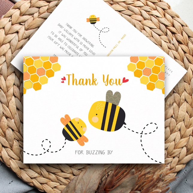 Postal Cute Sweet Bee Baby Shower Gracias Por Alargarte (Subido por el creador)