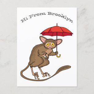 Postal Cute Tarsier con ilustracion personalizado paragua