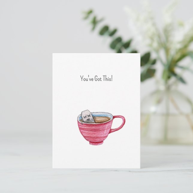 Postal Cute Tea Bag Illustration Cup Of Tea Support Card (Anverso de pie)