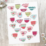 Postal Cute Teacup<br><div class="desc">Una versión moderna de la porcelana retro de hueso vintage de bonito o tazas de té de porcelana. ¡Pon la tortilla! Arte original de Nic Squirrell.</div>