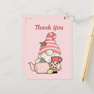 Postal Cute teahouse gracias gnome Postcard