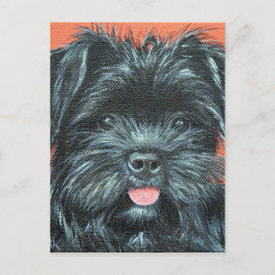 Postal Cute Terrier Perro Pintura