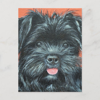 Postal Cute Terrier Perro Pintura