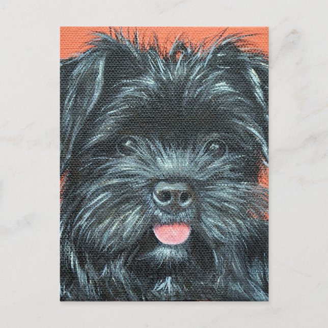 Postal Cute Terrier Perro Pintura (Anverso)