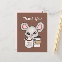Cute tienda de café gracias o proveedores ratón 