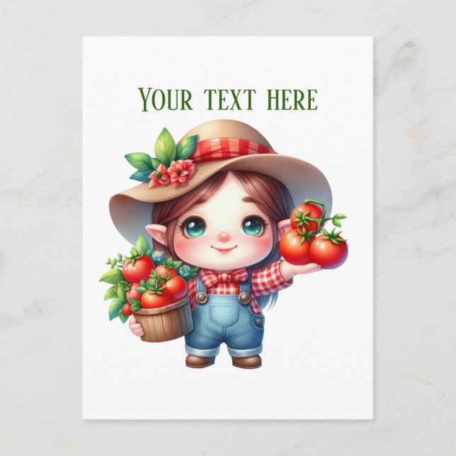Postal Cute tomato gnome customizable (Anverso)