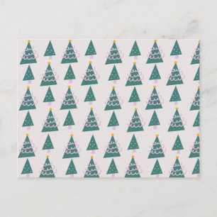 Postal Cute Trees Doodles Pink Green
