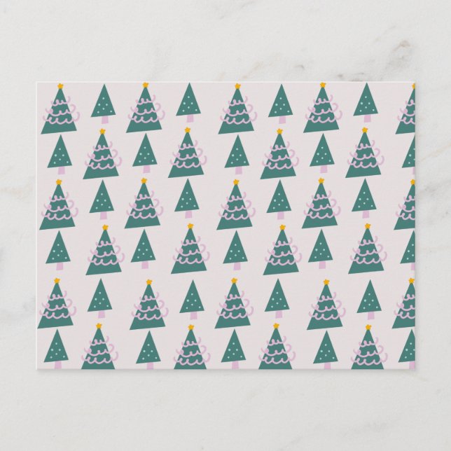 Postal Cute Trees Doodles Pink Green (Anverso)