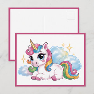 Postal Cute Unicornio Arcoíris