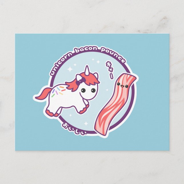 Postal Cute unicornio con tocino (Anverso)