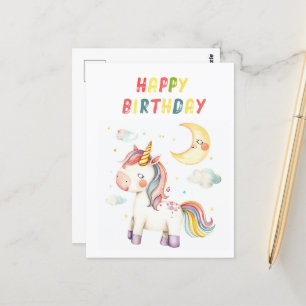 Postal Cute Unicornio I Colorful Birday