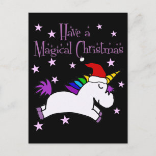 Postal Cute unicornio tiene un Personalizado de Navidades