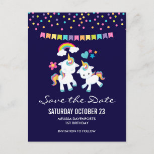 Postal Cute Unicornios Bailarines Mágicos Save the Date