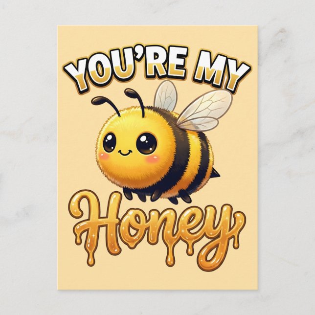 Postal Cute Valentine Bee – You’re My Honey (Anverso)