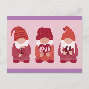 Postal Cute Valentine Gnomes te amo el arte