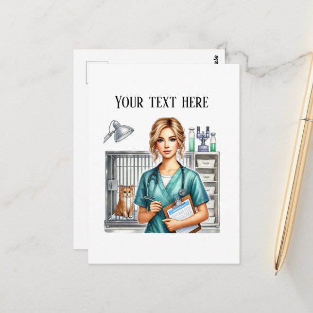 Postal Cute Veterinarian Office customizable (Anverso/Reverso In Situ)