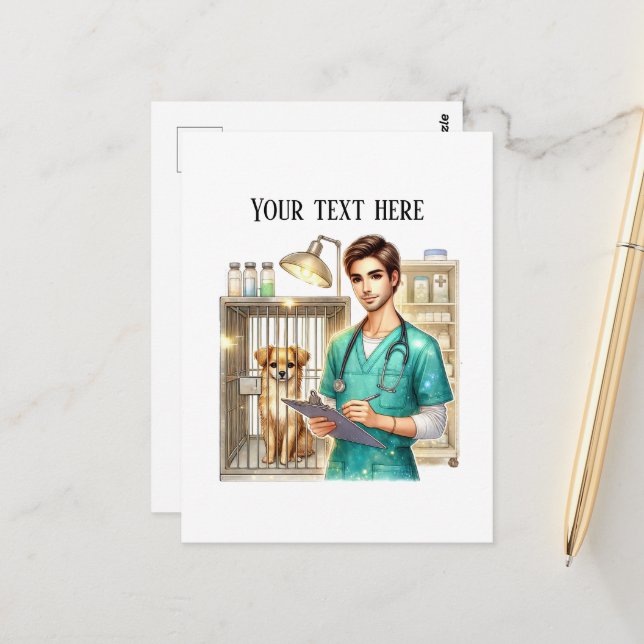 Postal Cute Veterinarian Office customizable  (Anverso/Reverso In Situ)