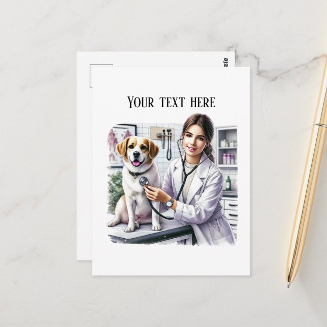 Postal Cute Veterinarian Office customizable  (Anverso/Reverso In Situ)