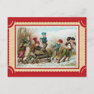 Postal Cute Vintage Christmas Yule Log