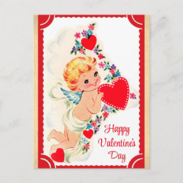 Postal Cute Vintage Cupido Feliz Día de San Valentín