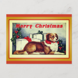 Postal Cute vintage Dog Merry Christmas