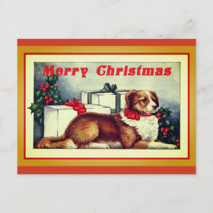 Postal Cute vintage Dog Merry Christmas