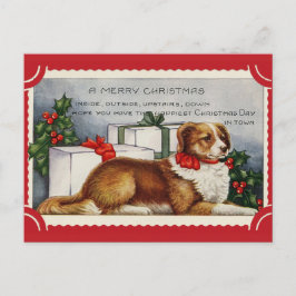Postal Cute vintage Dog Merry Christmas