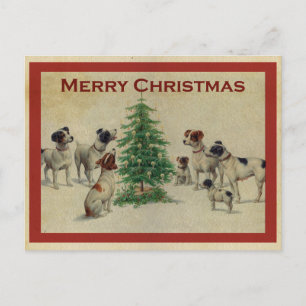 Postal Cute vintage Dog Merry Christmas