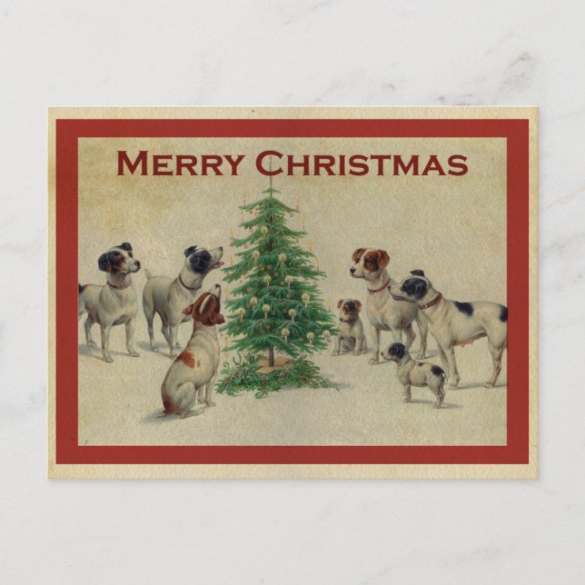 Postal Cute vintage Dog Merry Christmas (Anverso)