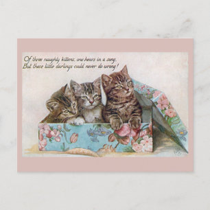 Postal Cute vintage gatos poema victoriano
