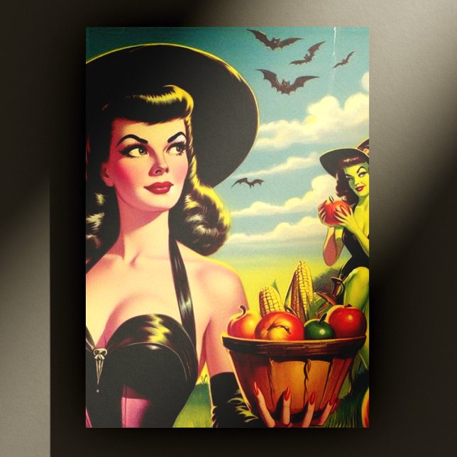 Postal Cute Vintage Halloween Witch Pin up (Subido por el creador)