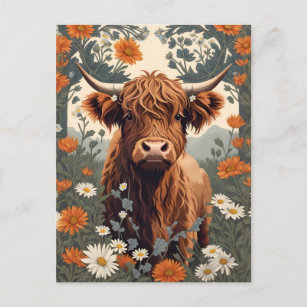 Postal Cute Vintage Highland Cow
