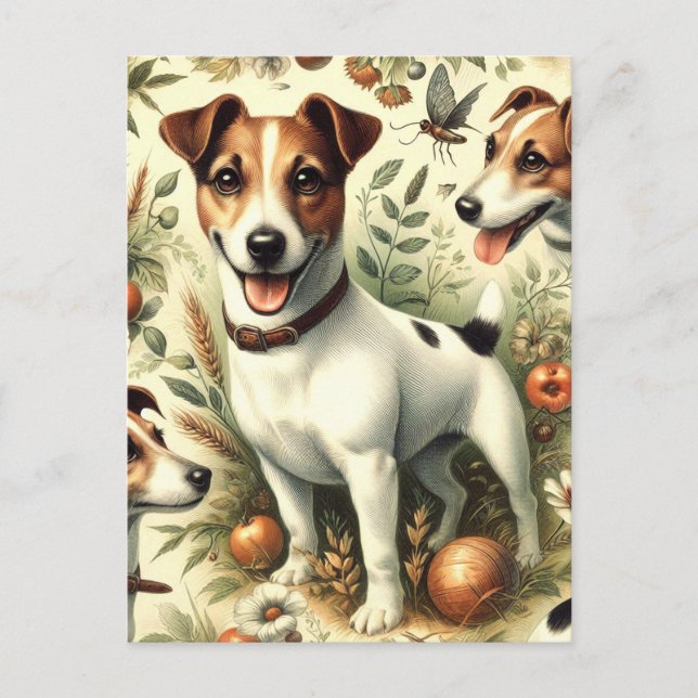 Postal Cute Vintage Jack Russell Terrier (Anverso)