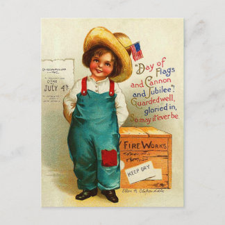 Postal Cute Vintage Julio 4
