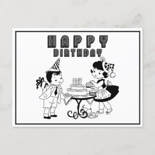 Postal Cute Vintage Retro Feliz Cumpleaños