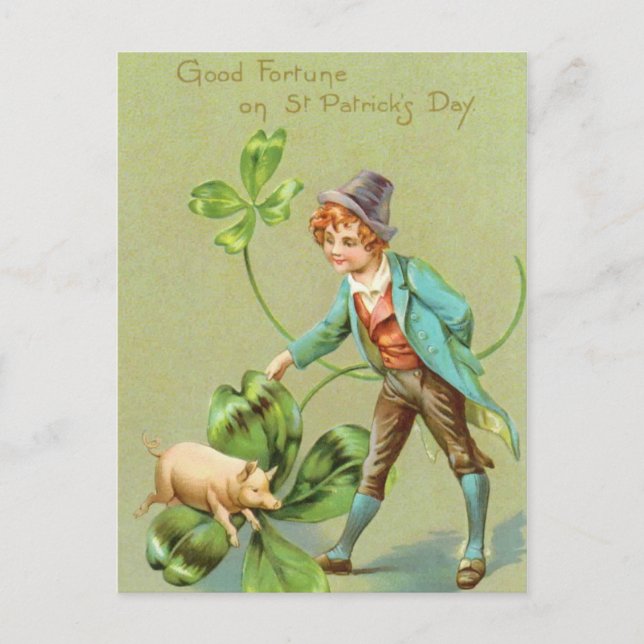 Postal Cute vintage Saint Patrick's Day (Anverso)