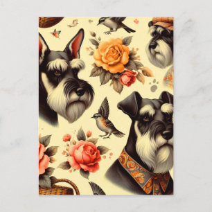 Postal Cute Vintage Schnauzer
