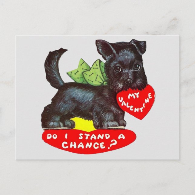 Postal Cute Vintage Scottie Dog Valentine (Anverso)