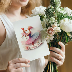 Postal Cute Watercolor Ballerina Mamá Postcard