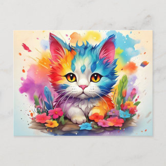 Postal Cute Watercolor Cat # 9
