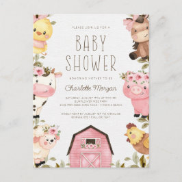Postal Cute Watercolor Farm Animals Barnyard Baby Shower