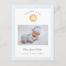 Cute watercolor sun Baby Boy Birth Announcement
