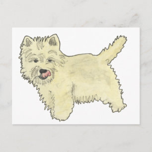 Postal Cute West Highland Terrier Funny Dog Art Design