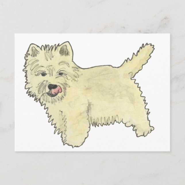 Postal Cute West Highland Terrier Funny Dog Art Design (Anverso)