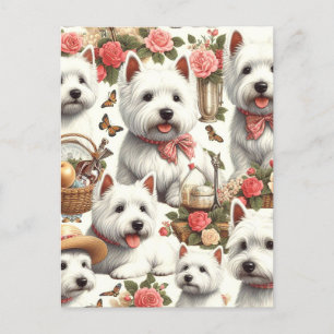 Postal Cute West Highland White Terrier Seamless