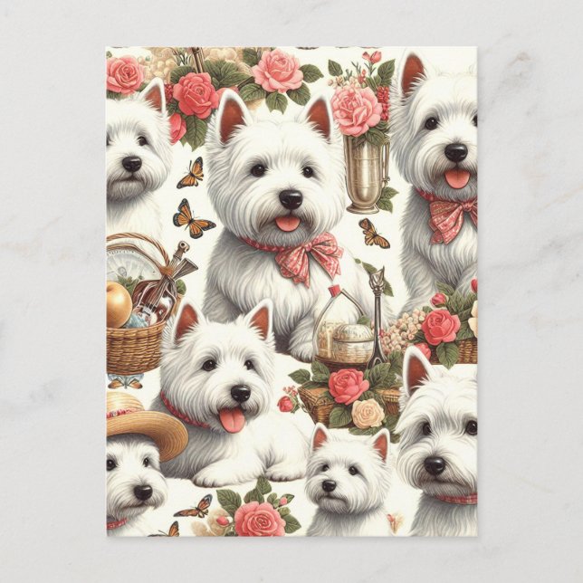 Postal Cute West Highland White Terrier Seamless (Anverso)