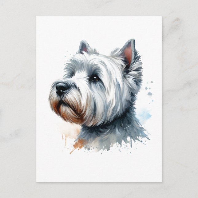 Postal Cute Westie Dog Face Watercolor Art (Anverso)