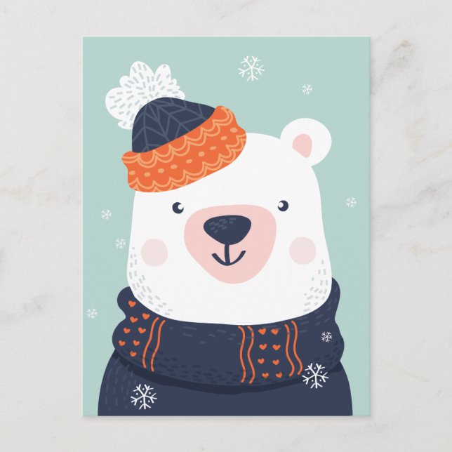 Postal Cute Winter Bear (Anverso)