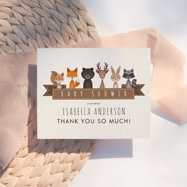 Postal Cute Woodland Animals Baby Shower | Gracias (Subido por el creador)