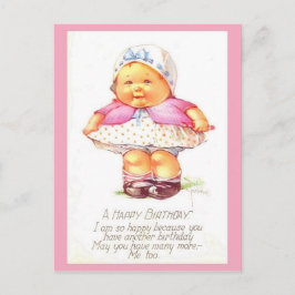 Postal Cute y divertida chica de cumpleaños vintage (copi